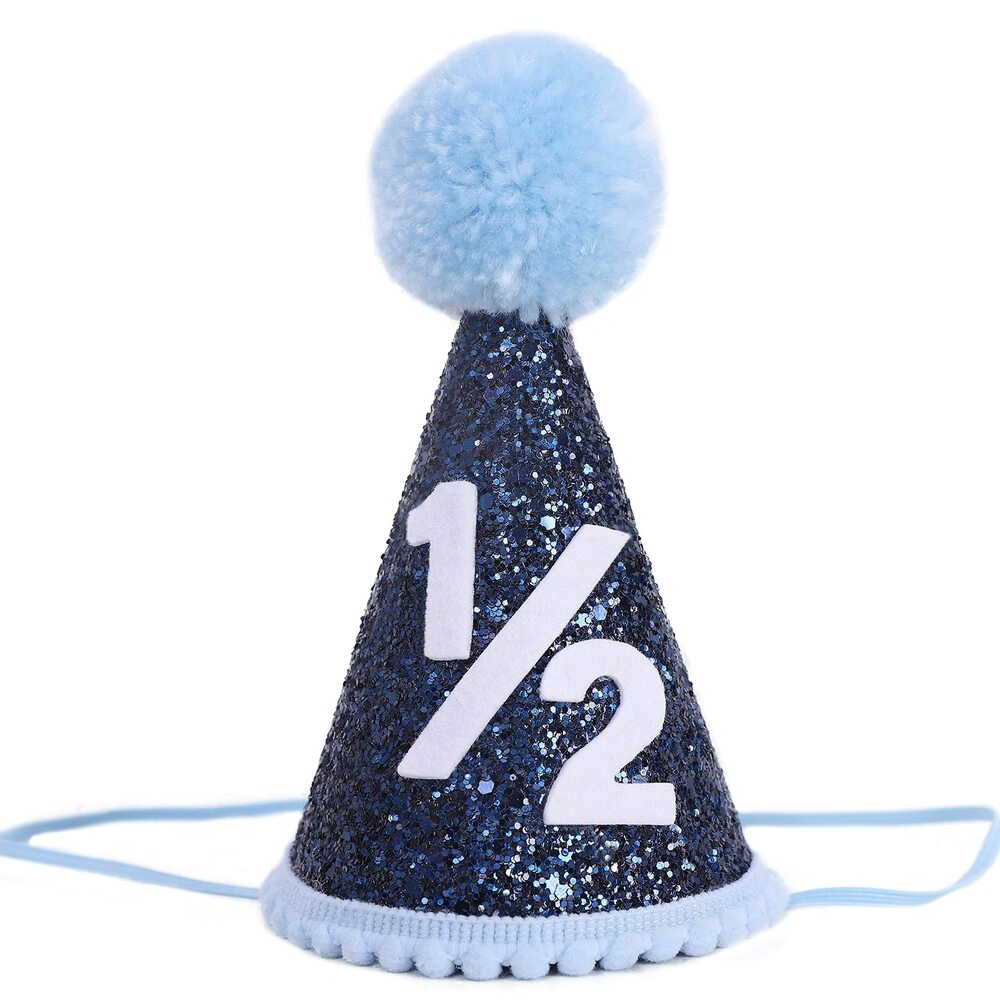 9260 Blue Party Half Birthday Baby Boy Party Hat - Boy 1/2 Birthday Mini